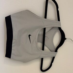 Nike Women's Light Gray and Black Sports Bra